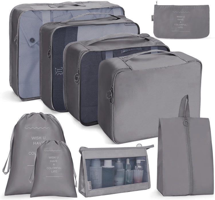 Travel Storage Bag Set Folding Storage Bag, 8 In 1 Toiletry Bag, 9 In 1 Cosmetic Bag, 9 In 1 Toiletry Bag – 4K 9 In 1 Cosmetic Bag Gray