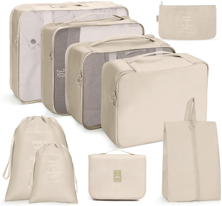 Travel Storage Bag Set Folding Storage Bag, 8 In 1 Toiletry Bag, 9 In 1 Cosmetic Bag, 9 In 1 Toiletry Bag – 4K 9 In 1 Toiletry Bag Beige