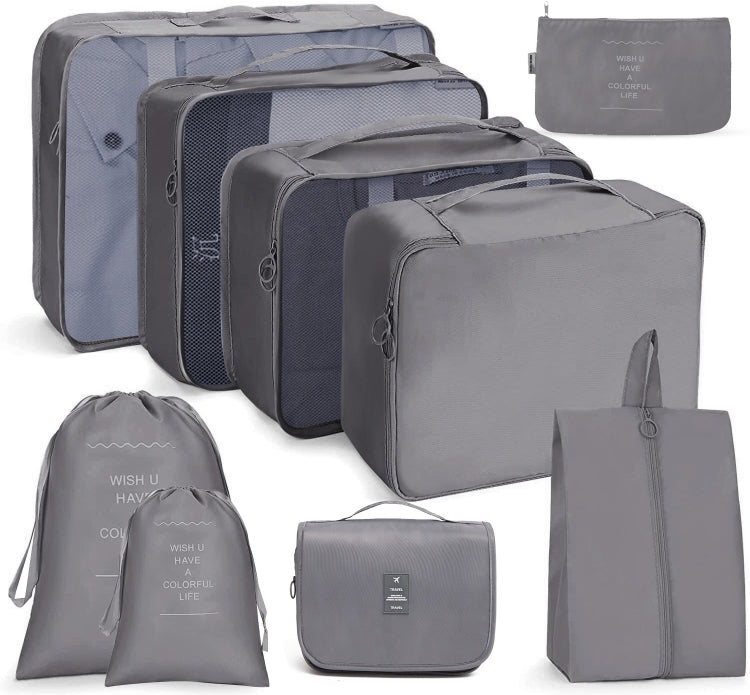 Travel Storage Bag Set Folding Storage Bag, 8 In 1 Toiletry Bag, 9 In 1 Cosmetic Bag, 9 In 1 Toiletry Bag – 4K 9 In 1 Toiletry Bag Gray