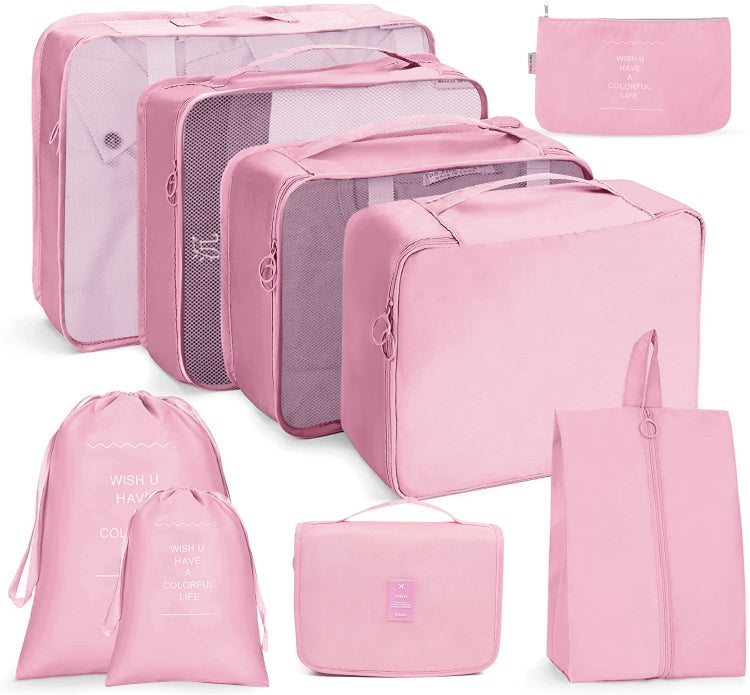 Travel Storage Bag Set Folding Storage Bag, 8 In 1 Toiletry Bag, 9 In 1 Cosmetic Bag, 9 In 1 Toiletry Bag – 4K 9 In 1 Toiletry Bag Pink