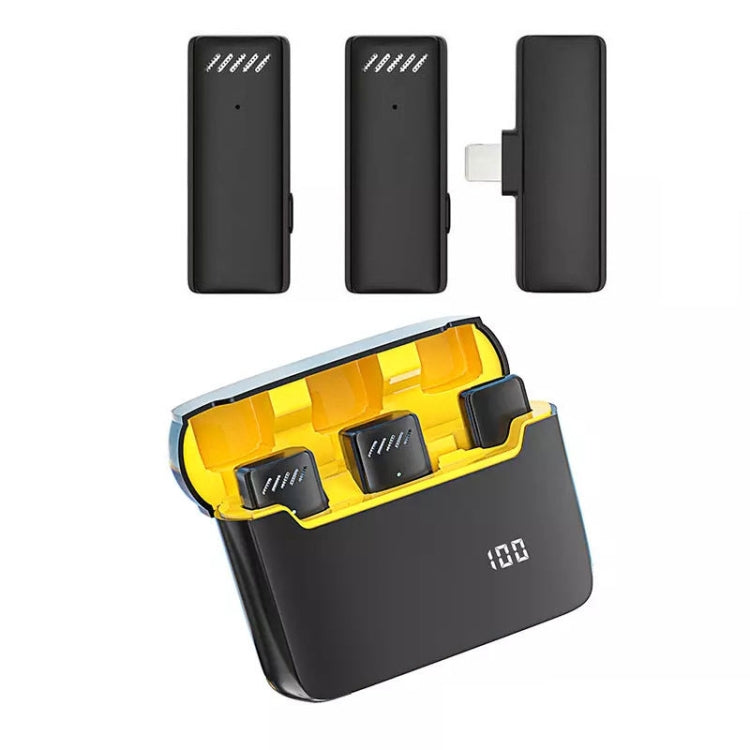 Wireless Lavalier Noise Canceling Microphone with Charging Case, S13 Dual Microphone Black USB-C/Type-C Interface, S13 Dual Microphone Black 8 Pin Interface, S13 One To Two Yellow Case USB-C/Type-C Interface – Bluetooth S13 One To Two Yellow Case USB-C Type-C Interface