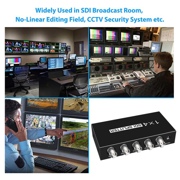 1 In 4 Out SD-SDI / HD-SDI / 3G-SDI Distribution Amplifier Video SDI Splitter, 1 In 4 Out – TPU
