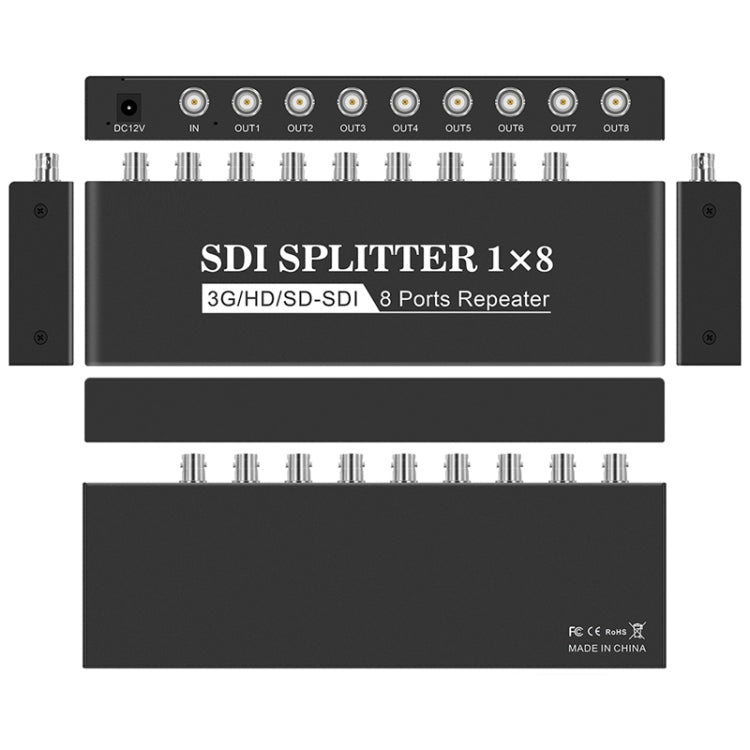 1 In 8 Out SD-SDI / HD-SDI / 3G-SDI Distribution Amplifier Video SDI Splitter, 1 In 8 Out – TPU