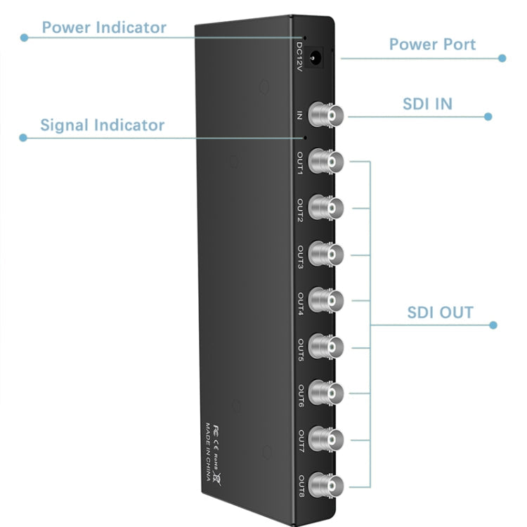 1 In 8 Out SD-SDI / HD-SDI / 3G-SDI Distribution Amplifier Video SDI Splitter, 1 In 8 Out – TPU