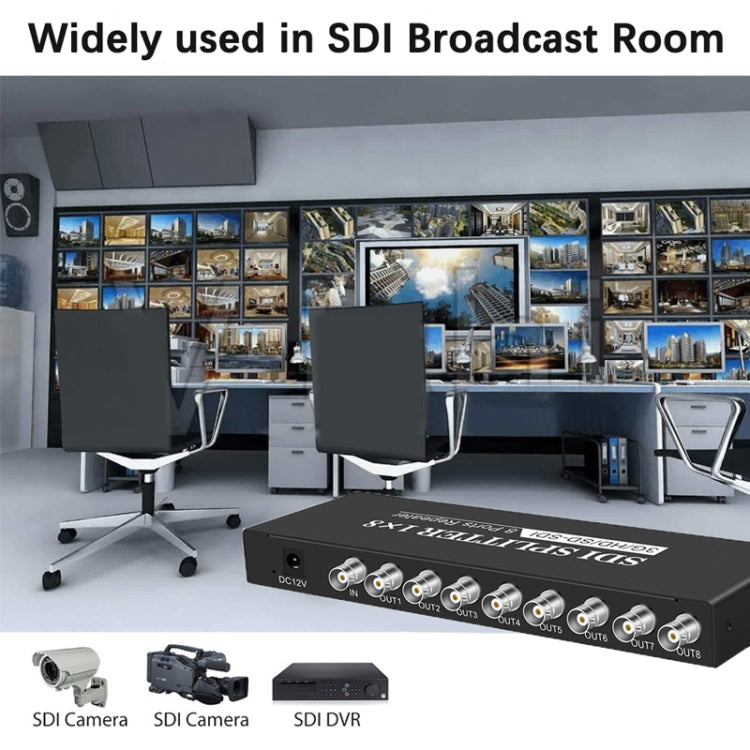 1 In 8 Out SD-SDI / HD-SDI / 3G-SDI Distribution Amplifier Video SDI Splitter, 1 In 8 Out – TPU