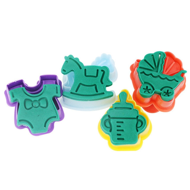 4 in 1 3D Baby Series Biscuit Mold Fondant Pressing Tools, Random Color Delivery, 4 in 1 3D Baby Series 4 in 1 3D Baby Series