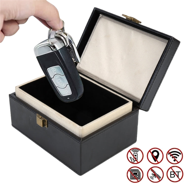Mobile Phone Signal Anti-jamming Flip PU Gift Box Safe and Secure Anti-theft Shielding Box, Black Black