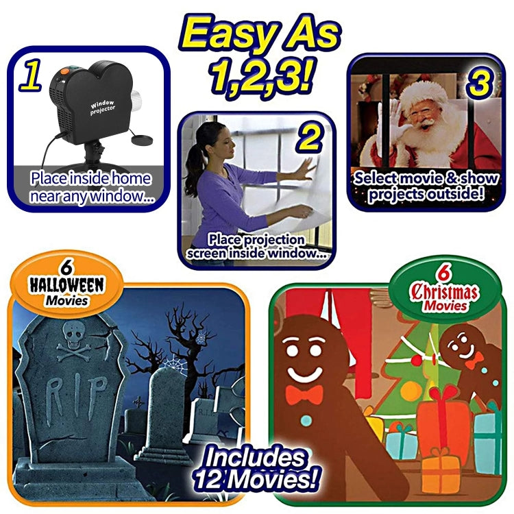Christmas Halloween Laser Projector Mini Window Home Theater Projector, US Plug, UK Plug, AU Plug