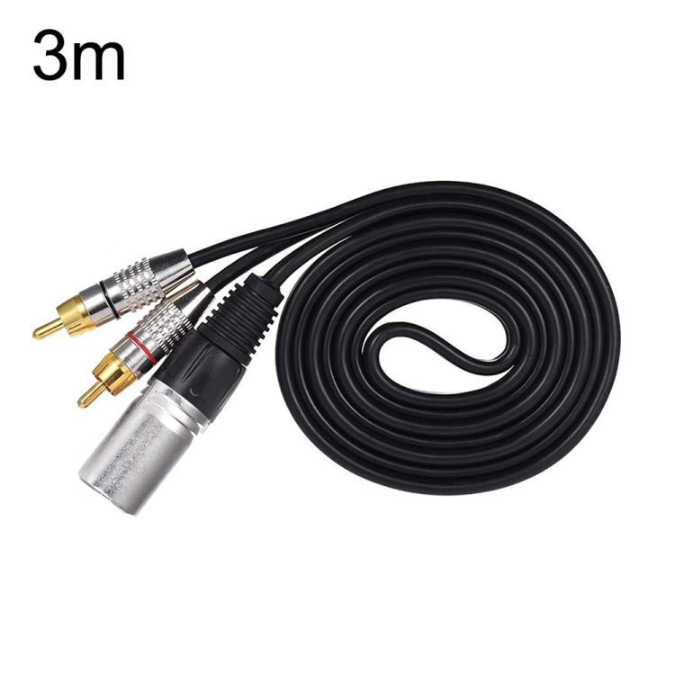 XLR Male To 2RCA Male Plug Stereo Audio Cable, Length:, 0.5m, 1m, 1.5m, 2m, 3m, 5m, 8m, 10m 3m