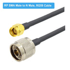 RP-SMA Male to N Male RG58 Coaxial Adapter Cable, RP-SMA Male to N Male 0.5m, RP-SMA Male to N Male 1m, RP-SMA Male to N Male 1.5m, RP-SMA Male to N Male 3m, RP-SMA Male to N Male 5m, RP-SMA Male to N Male10m – Data Transmission