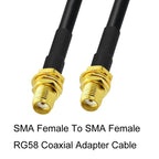SMA Male To SMA Male RG58 Coaxial Adapter Cable, SMA Female To SMA Female 0.5m, SMA Female To SMA Female 1m, SMA Female To SMA Female 1.5m, SMA Female To SMA Female 3m, SMA Female To SMA Female 5m, SMA Female To SMA Female 10m – Data Transmission