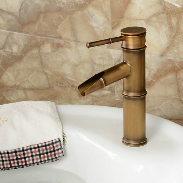 Antique Retro Hot Cold Water Bathroom Counter Basin Bamboo Waterfall Basin Copper Faucet, Breaking 2 Knots, Breaking 3 Knots, Early 2 Knots, Early 3 Knots, Elbow 2 Knots, Elbow 3 Knots Breaking 2 Knots