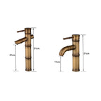 Antique Retro Hot Cold Water Bathroom Counter Basin Bamboo Waterfall Basin Copper Faucet, Breaking 2 Knots, Breaking 3 Knots, Early 2 Knots, Early 3 Knots, Elbow 2 Knots, Elbow 3 Knots