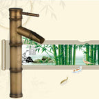 Antique Retro Hot Cold Water Bathroom Counter Basin Bamboo Waterfall Basin Copper Faucet, Breaking 2 Knots, Breaking 3 Knots, Early 2 Knots, Early 3 Knots, Elbow 2 Knots, Elbow 3 Knots