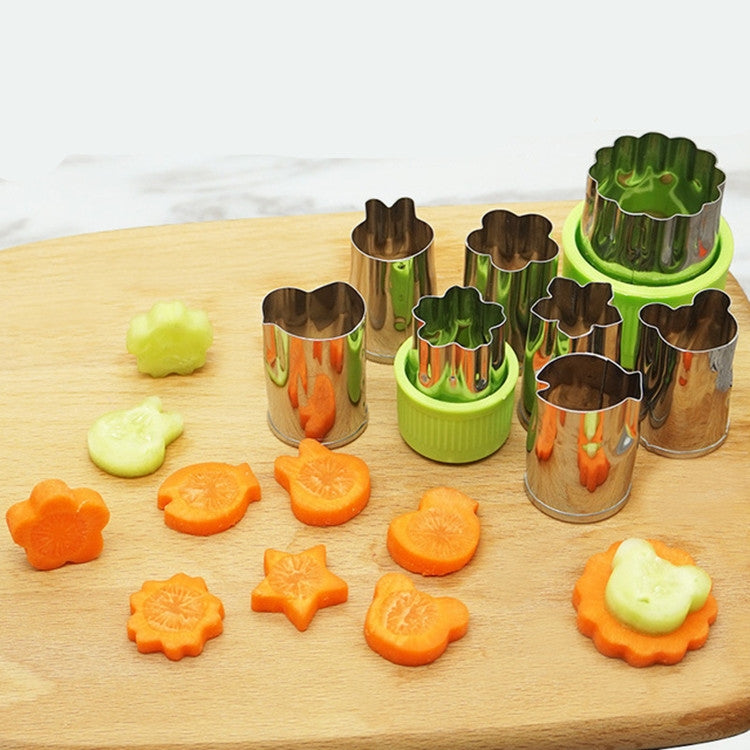 8 in 1 Stainless Steel Biscuit Mold Set Printing Vegetable Fruit Cutting Embossing Mold, 8 in 1(Green) – Durable Build, Easy to Use