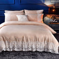 Silk Four-Piece Sheets Bed Sheet Double Nude Sleeping Quilt Cover Ice Silk Bedding, 2.0M Bed 2.0M Bed Depera-Champagne