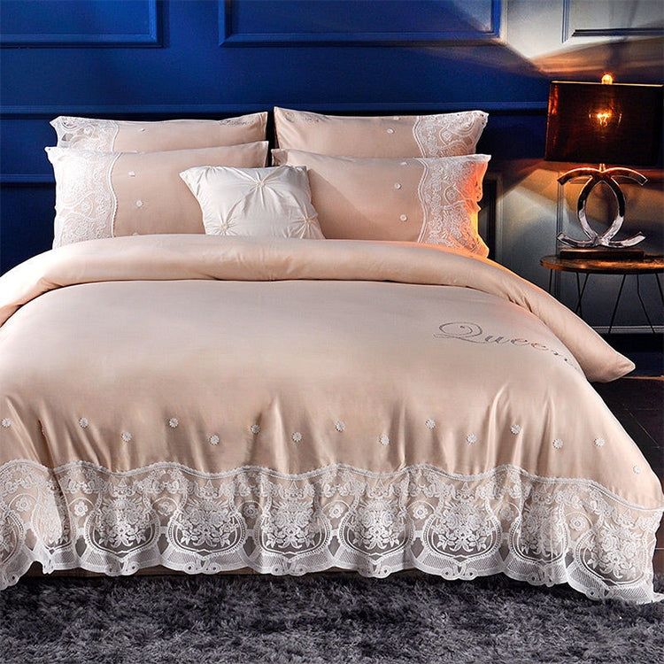 Silk Four-Piece Sheets Bed Sheet Double Nude Sleeping Quilt Cover Ice Silk Bedding, 2.0M Bed 2.0M Bed Depera-Champagne
