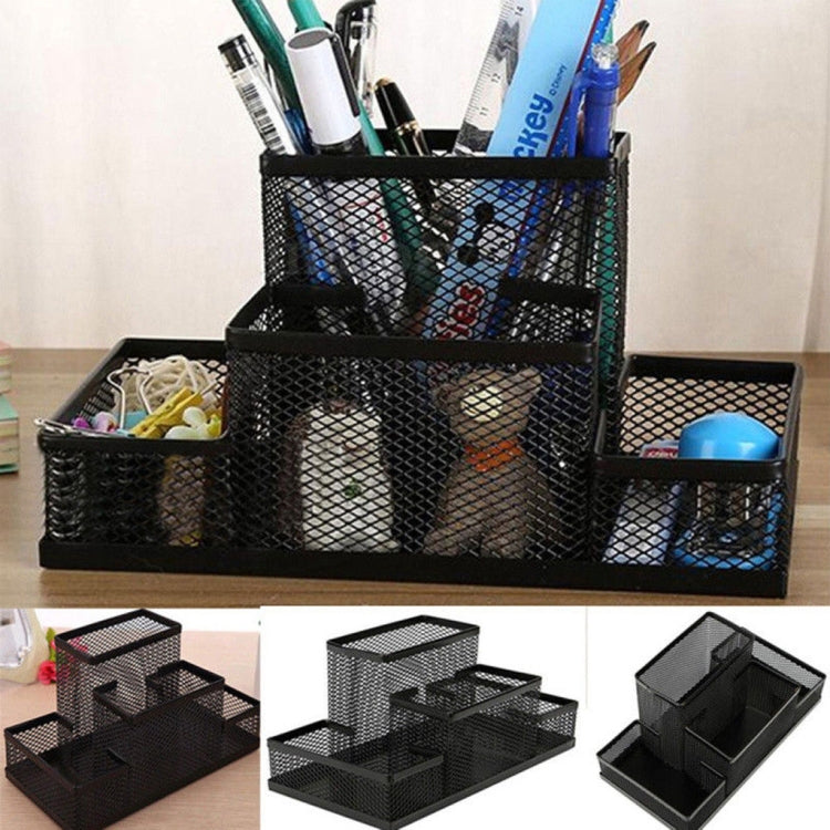 Desk Holder Organizer Metal Mesh Style Pencil Pen Holder Storage Box Home Storage Organization, Size: 15.5x10.2x10cm, Desk Holder Desk Holder