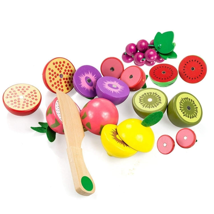 Children Wooden Magnetic Cut fruit and Vegetables Baby Cut Music Play House Kitchen Toys, YLB-12 PCS Fruit Basket