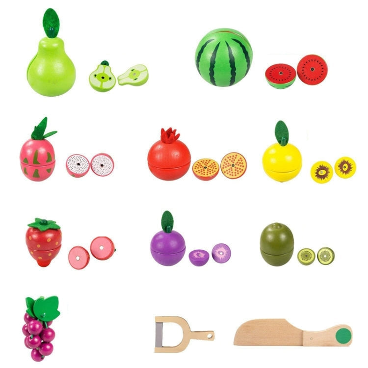Children Wooden Magnetic Cut fruit and Vegetables Baby Cut Music Play House Kitchen Toys, YLB-12 PCS Fruit Basket