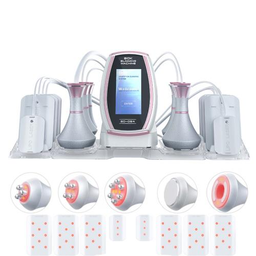 6 In 1 80K Ultrasonic Cavitation Vacuum Radio Frequency Lipo Laser Slimming Machine, US Plug, EU Plug, UK Plug, AU plug US Plug Pink Edge