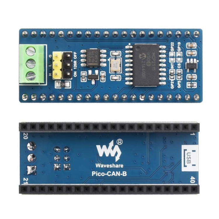 Waveshare For Raspberry Pi Pico CAN Bus Module (B),Enabling Long Range Communication Through SPI,23775, 23775