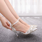 Rhinestone Stiletto Pointed Heel Women Shoes, 34, 35, 36, 37, 38, 39, 40, 41, 42 – Non-slip
