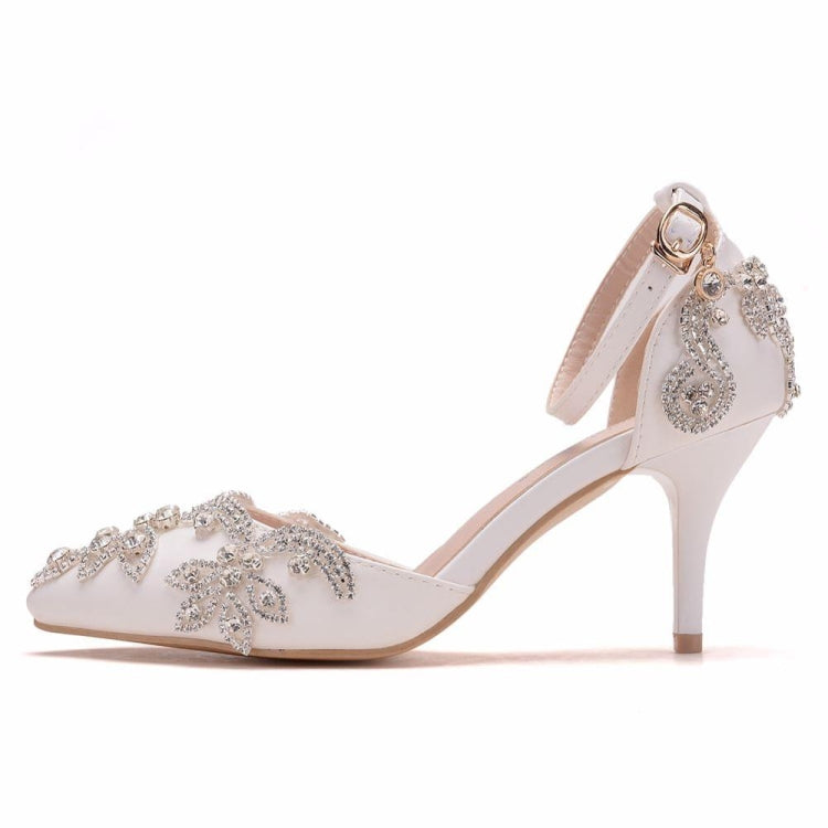 Rhinestone Stiletto Pointed Heel Women Shoes, 34, 35, 36, 37, 38, 39, 40, 41, 42 – Non-slip