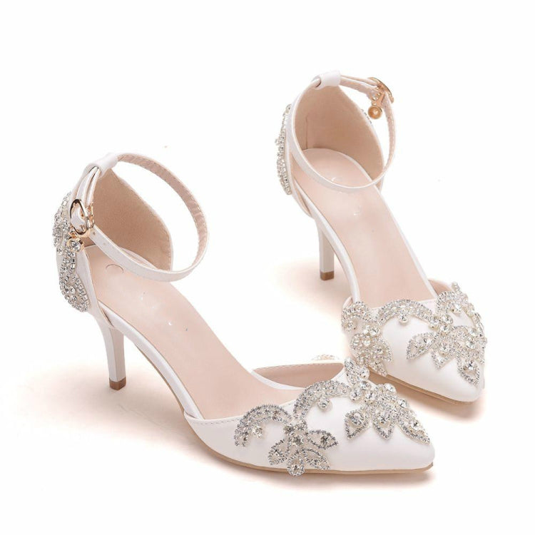 Rhinestone Stiletto Pointed Heel Women Shoes, 34, 35, 36, 37, 38, 39, 40, 41, 42 – Non-slip
