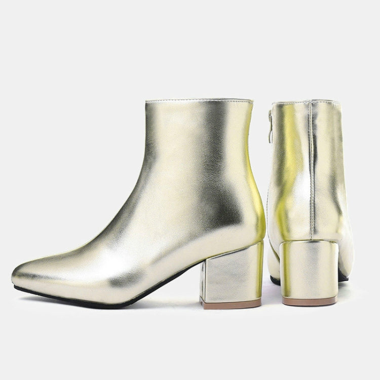 Autumn Winter Glitter Square Heel Pointed Low-Top Women Boots, 32, 33, 34, 35, 36, 37, 38, 39