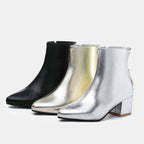 Autumn Winter Glitter Square Heel Pointed Low-Top Women Boots, 40, 41, 42, 43, 44, 45