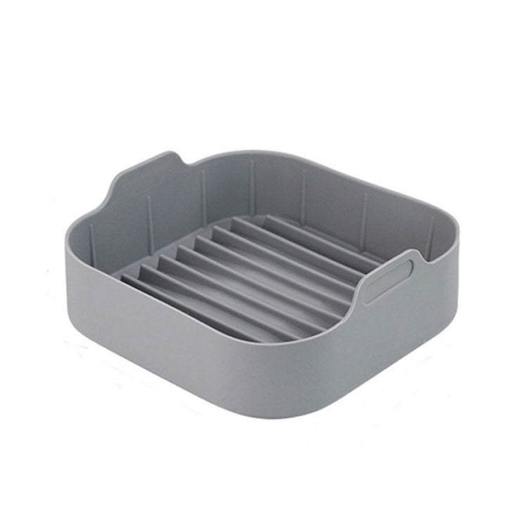 Air Fryer Silicone Grill Pan Accessories, Square 20.5 cm, Round 19 cm, Round 22 cm, Round 16 cm Square 20.5 cm Gray