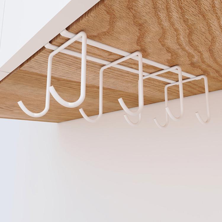 Hanging Nail-free Partition Cup Holder Creative Kitchen Supplies Storage Rack, 8 Hooks 8 Hooks