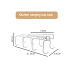 Hanging Nail-free Partition Cup Holder Creative Kitchen Supplies Storage Rack, 8 Hooks