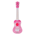 Small Simulation Musical Instrument Mini Four Strings Playable Ukulele Early Childhood Education Music Toy, Pink Rabbit, Light Blue Zebra, Pink Giraffe, Yellow Dinosaur Pink Rabbit