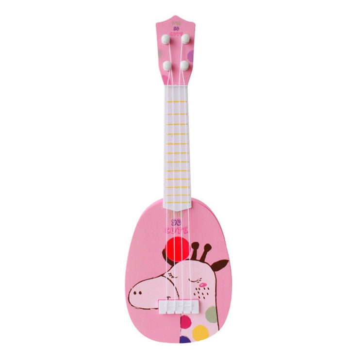 Small Simulation Musical Instrument Mini Four Strings Playable Ukulele Early Childhood Education Music Toy, Pink Rabbit, Light Blue Zebra, Pink Giraffe, Yellow Dinosaur – Durable Build, Easy to Use Pink Giraffe