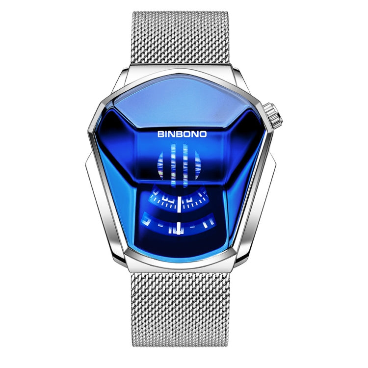 BINBOND Locomotive Concept Watch Men Live Black Technology Watch, Gold Net Belt Full Gold Blue Face, Gold Net Belt Full Gold Gold Face, Black Net Belt Black Steel Blue Face, Black Net Belt Black Steel White Face, White Net Belt White Steel Blue Face...