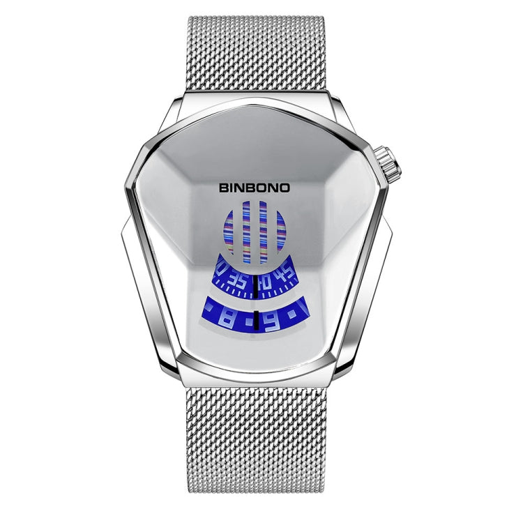 BINBOND Locomotive Concept Watch Men Live Black Technology Watch, Gold Net Belt Full Gold Blue Face, Gold Net Belt Full Gold Gold Face, Black Net Belt Black Steel Blue Face, Black Net Belt Black Steel White Face, White Net Belt White Steel Blue Face...