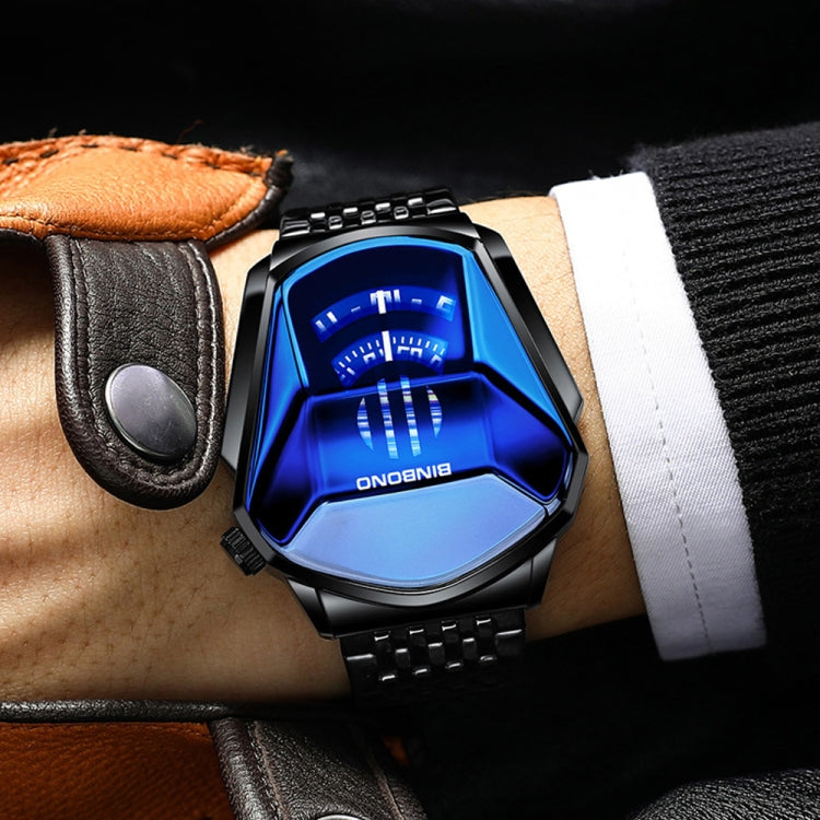 BINBOND Locomotive Concept Watch Men Live Black Technology Watch, Gold Net Belt Full Gold Blue Face, Gold Net Belt Full Gold Gold Face, Black Net Belt Black Steel Blue Face, Black Net Belt Black Steel White Face, White Net Belt White Steel Blue Face...