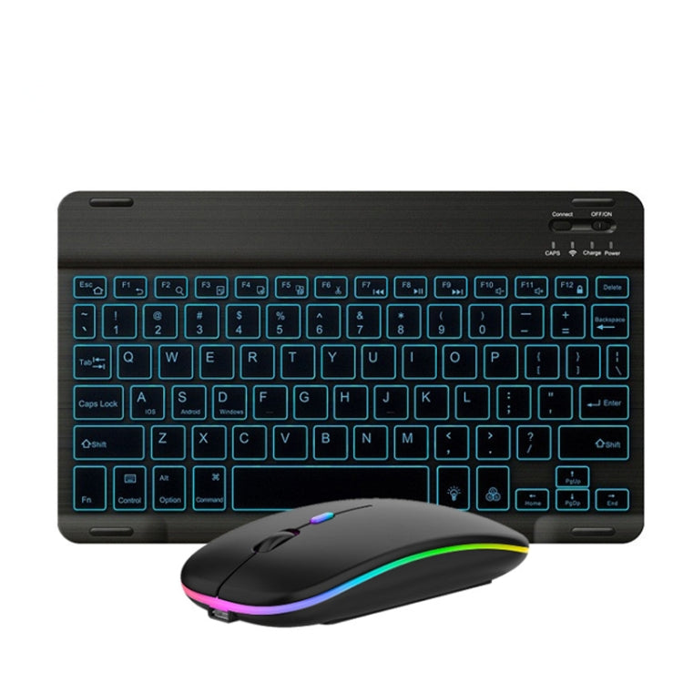 10 Inch RGB Colorful Backlit Bluetooth Keyboard And Mouse Set For Mobile Phone / Tablet, Black, White – Waterproof, Bluetooth Black