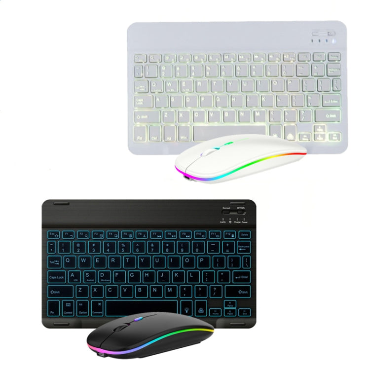 10 Inch RGB Colorful Backlit Bluetooth Keyboard And Mouse Set For Mobile Phone / Tablet, Black, White – Waterproof, Bluetooth