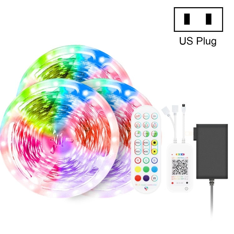 Bluetooth Suit Smart Music Sound Control Light Strip Waterproof 5050 RGB Colorful Atmosphere LED Light Strip With 24-Keys Remote Control, 30M 540 LEDs – Waterproof, Bluetooth, TPU 30M 540 LEDs US Plug