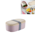 Oval Simple Lunch Box Wooden Sushi Sealed Leak-proof Lunch Box with Cutlery, Single-layer Single-layer Pink
