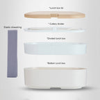 Oval Simple Lunch Box Wooden Sushi Sealed Leak-proof Lunch Box with Cutlery, Single-layer