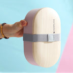 Oval Simple Lunch Box Wooden Sushi Sealed Leak-proof Lunch Box with Cutlery, Single-layer