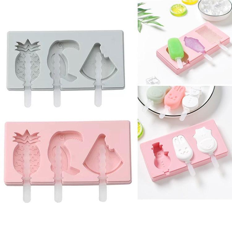 Silicone Cartoon Homemade Handmade DIY Ice Cream Popsicle Mould with Lid, Color Random Delivery, Fruit Woodpecker, Ice Cream, Snowman Hippo Bunny Fruit Woodpecker