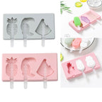 Silicone Cartoon Homemade Handmade DIY Ice Cream Popsicle Mould with Lid, Color Random Delivery, Fruit Woodpecker, Ice Cream, Snowman Hippo Bunny Fruit Woodpecker