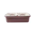 Double-layer Classification Square Drain Basket Kitchen Household Plastic Fruit and Vegetable Basket, Dark Red, Yellow Blue, Grass Green, Light Gray