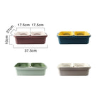 Double-layer Classification Square Drain Basket Kitchen Household Plastic Fruit and Vegetable Basket, Dark Red, Yellow Blue, Grass Green, Light Gray