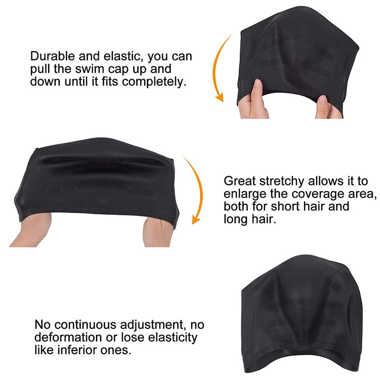 Silicone Ear Protection Waterproof Swimming Cap for Adults with Long Hair, Long Hair Swimming Cap(Black), Long Hair Swimming Cap(Blue), Long Hair Swimming Cap(Pink), Long Hair Swimming Cap(Silver), Long Hair Swimming Cap(Yellow)                        ...
